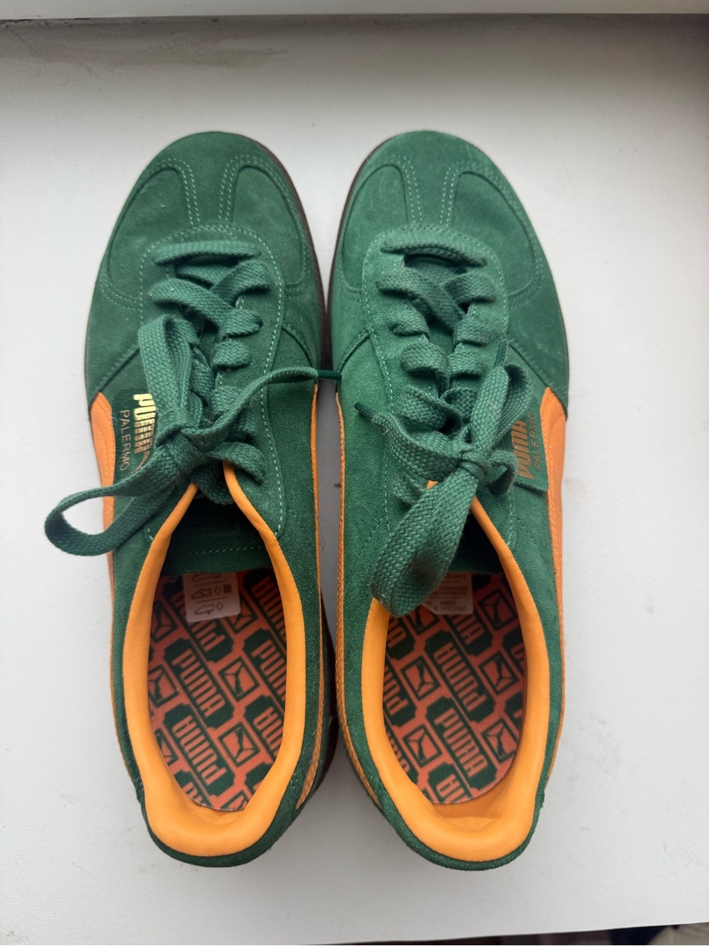 PUMA Palermo Green & Orange Suede Sneakers | Vine Clementine | EU 45 / US 11.5